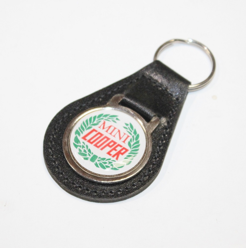 Porte clés cuir - COOPER - laurier (rond)